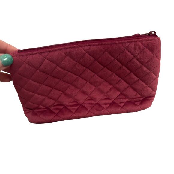 Vera Bradley Compact‎ Organizer Majestic Magenta Quilted Velvet Zipper - Picture 4 of 6